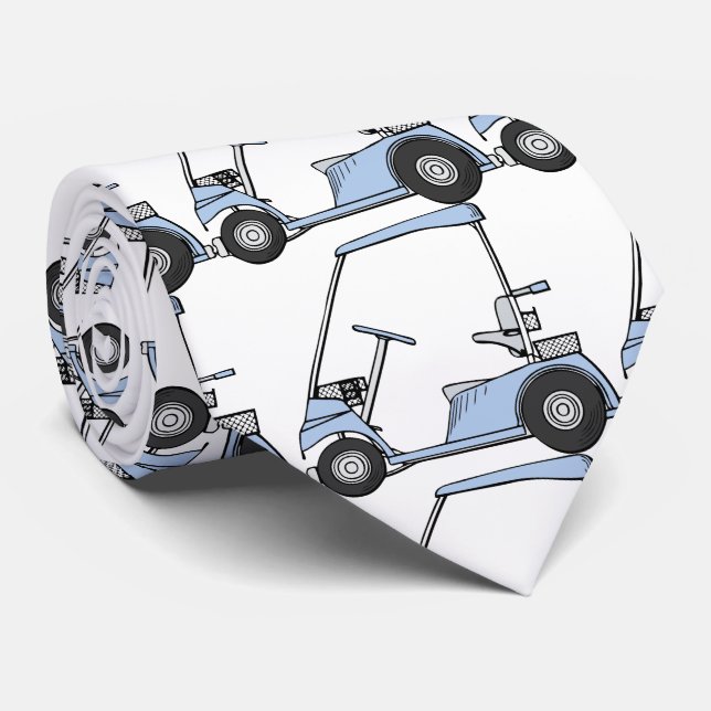 Cravate Motif mignon de voiture de golf sur le blanc pour (Roulé)