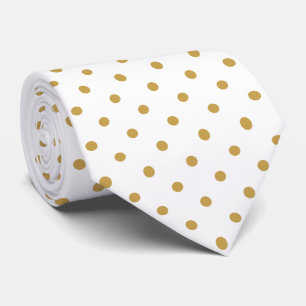 Cravate Motif mini pois dorés sur fond blanc