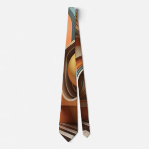 Cravate Motif moderne abstrait orange jaune brun