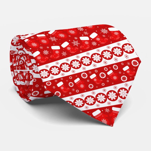Cravate Motif moderne de Noël Mittens & Stockings (Roulé)