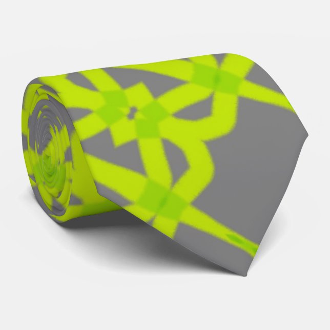 Cravate Motif moderne Lime Green Silver Grey (Roulé)