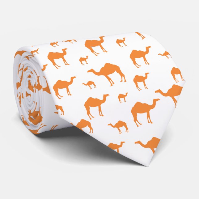 Cravate Motif moderne orange et blanc (Roulé)
