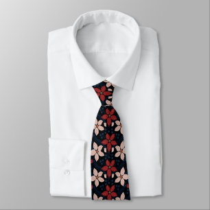 Cravate Motif moderne rose noir et rouge floral