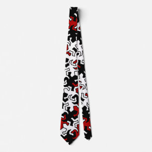 Cravate Motif Mosaic Geckos - rouge noir blanc