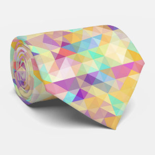 Cravate Motif mosaïque de triangles rétro funky colorés él