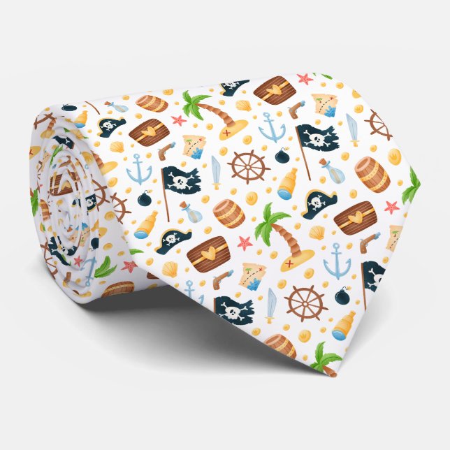Cravate Motif Nautique À Thème Pirate Cute (Roulé)