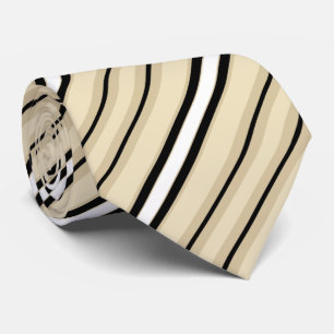 Cravate Motif noir beige de rayure de Taupe bronzage crèm