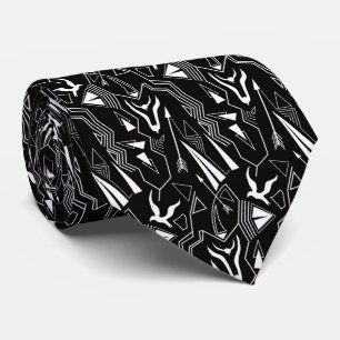 Cravate Motif noir blanc abstrait ethnique rayé tribal