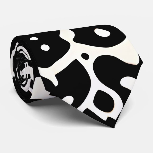 Cravate Motif noir blanc de l'ornement africain (Roulé)