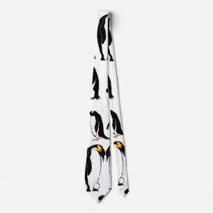 Cravate Motif noir et blanc pingouins