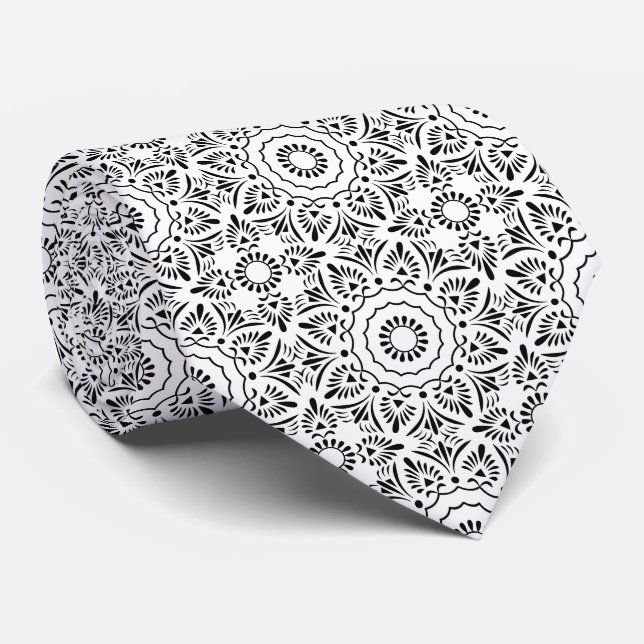 Cravate Motif noir turc arabe indien ethnique (Roulé)