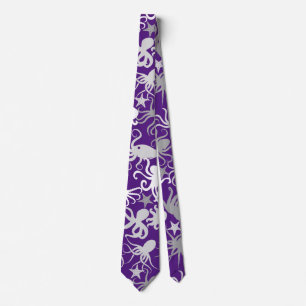 Cravate Motif octopus.b D Violet BG
