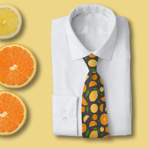 Cravate Motif orange et citron