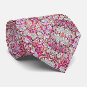 Cravate Motif paisley blanc rose