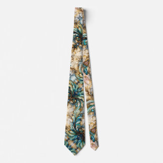 Cravate Motif Paisley Floral de Jardin Feuillu Bleu Vert O