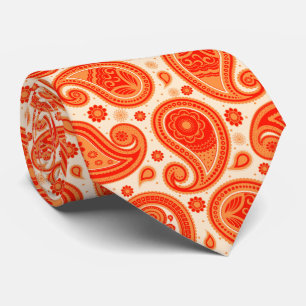 Cravate motif paisley vintage orangé