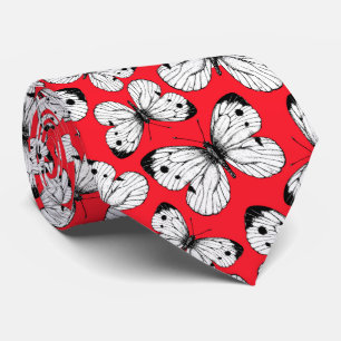 Cravate Motif papillon de chou sur rouge