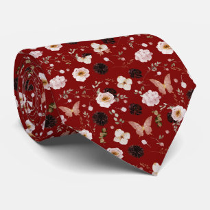 Cravate Motif papillon de mite florale