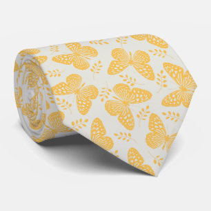 Cravate Motif papillon jaune sur arrière - plan gris