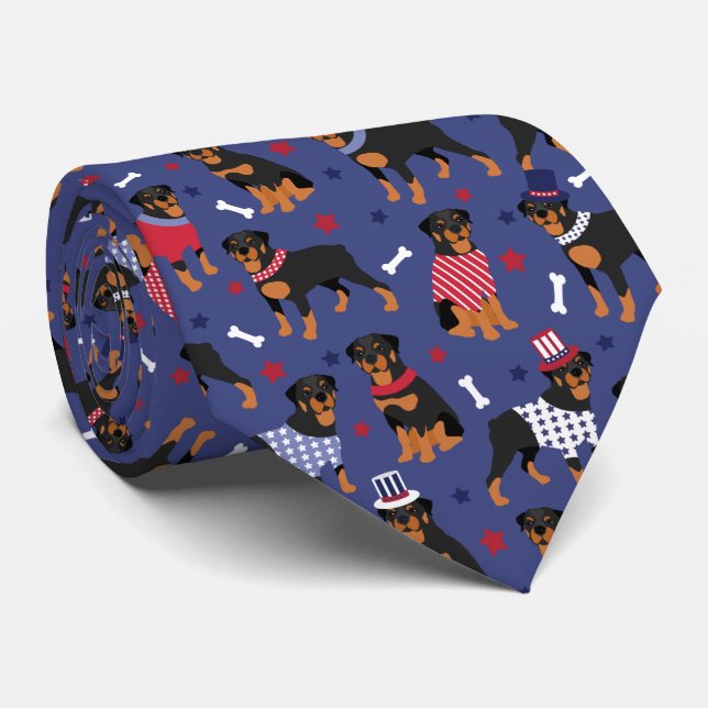 Cravate Motif Patriotique Rottweiler (Roulé)