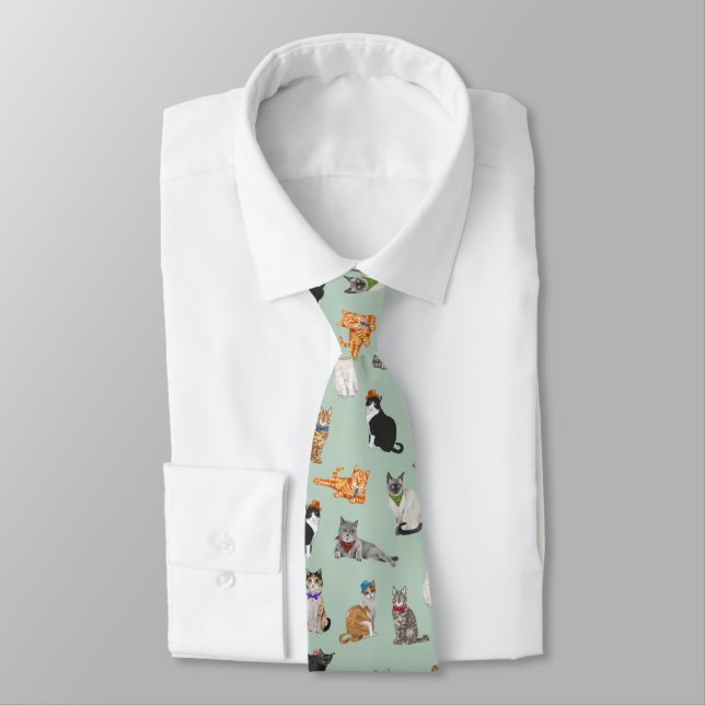 Cravate Motif pimpant mignon de chat de minous (Attaché)