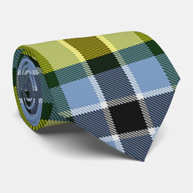 Cravate Motif plat moderne bleu et jaune Tartan (Roulé)
