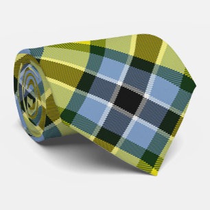 Cravate Motif plat moderne bleu et jaune Tartan