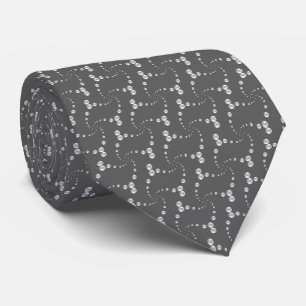 Cravate Motif pointillé gris argenté sur gris foncé