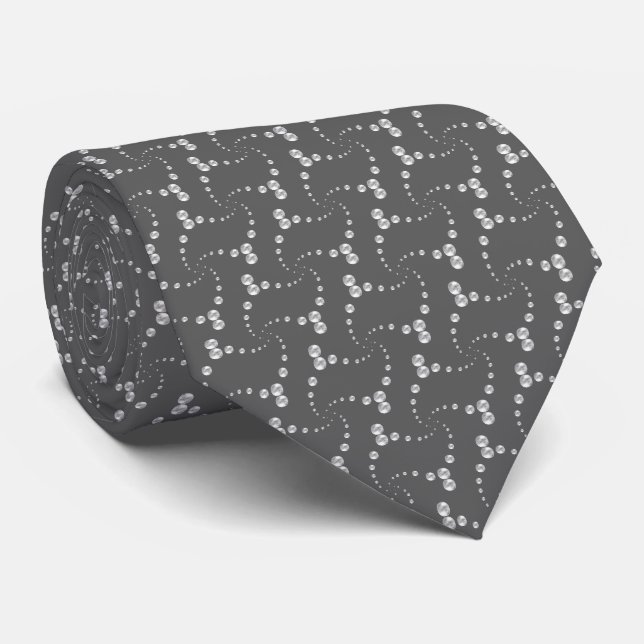 Cravate Motif pointillé gris argenté sur gris foncé (Roulé)