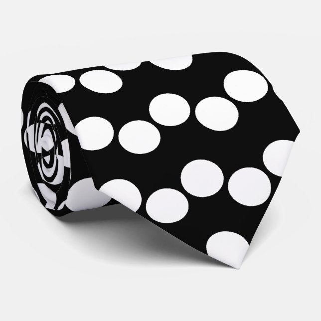 Cravate Motif Pois noir blanc (Roulé)