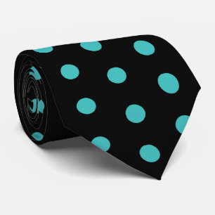 Cravate Motif Pois noir et bleu turquoise