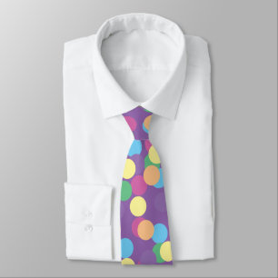 Cravate Motif Polka-Dots multicolores sur violet