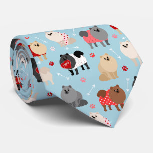 Cravate Motif Pomeranian Valentine