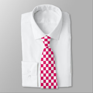 Cravate Motif Raspberry et White Checker