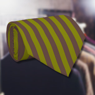 Cravate Motif rayé en chocolat brun et vert olive