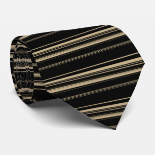 Cravate Motif rayé noir et beige classique
