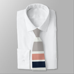 Cravate Motif rayures côtier gris bleu marine rose