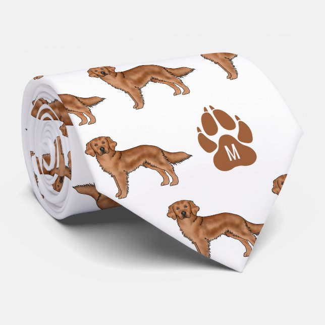 Cravate Motif Red Golden Retriever avec monogramme personn (Roulé)