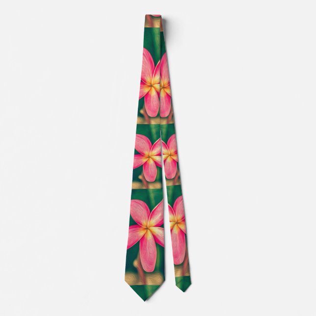 Cravate Motif Red Plumeria (Devant)