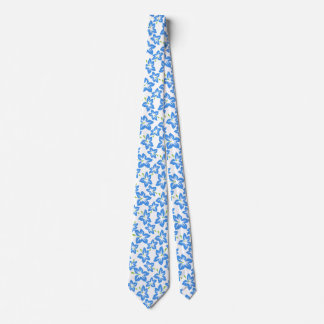 Cravate Motif rétro Hawaïen Hibiscus bleu