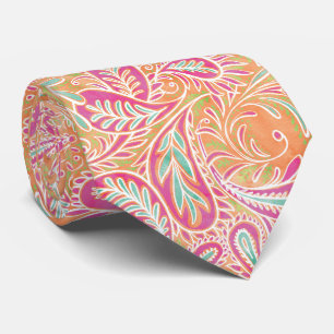 Cravate Motif Retro Pastel Pink Paisley