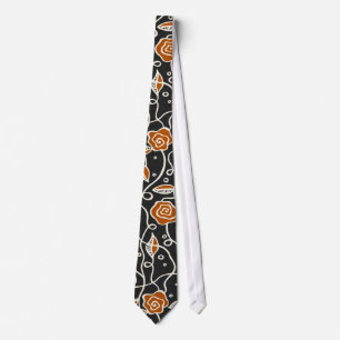 Cravate Motif rétro simple - Noir et orange