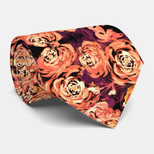 Cravate Motif Rose d'or et de bronze
