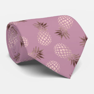 Cravate Motif rose élégant et mignon d'ananas d'or