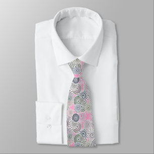 Cravate Motif, rose et gris de remous de fractale