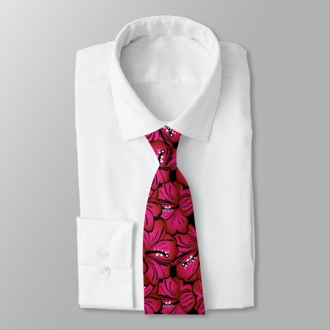 Cravate Motif rose Hibiscus (Attaché)