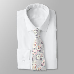 Cravate Motif rose mou d'aquarelle