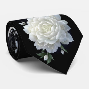 Cravate Motif Roses noir et blanc