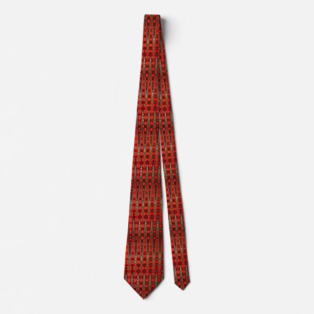 Cravate Motif rouge d'ondes sinusoïdales d'art abstrait (Devant)