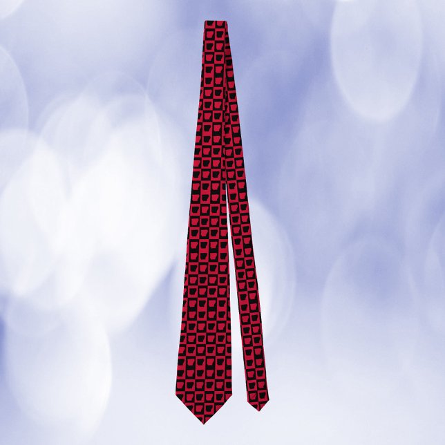 Cravate Motif Rouge et Noir à Damier de l'Arkansas (A tie with a red and black pattern featuring the US state of Arkansas.)
